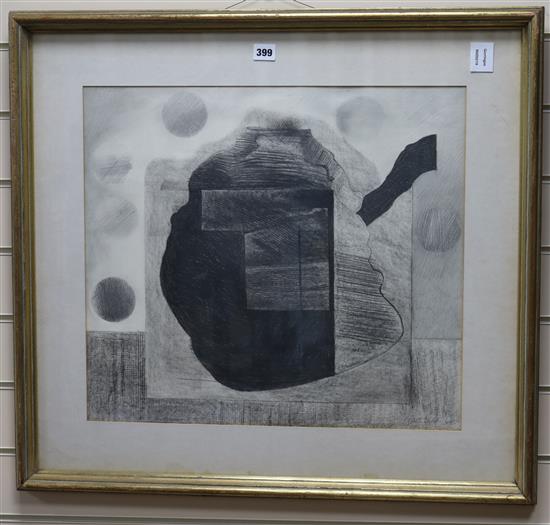 Gareth Davies, pencil and charcoal, untitled, signed and dated 66, 49 x 55cm